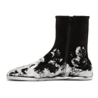 Maison Margiela Black and Silver Foil Suede Flat Tabi Boots