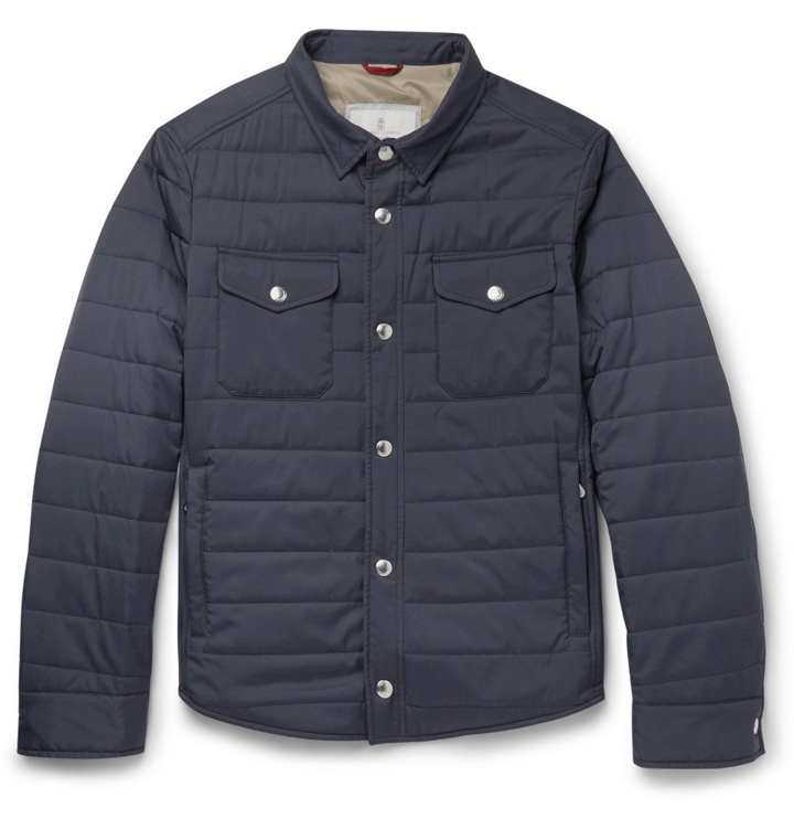 Photo: Brunello Cucinelli - Slim-Fit Quilted Shell Shirt Jacket - Navy