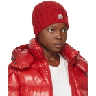 Moncler Red Wool Logo Beanie