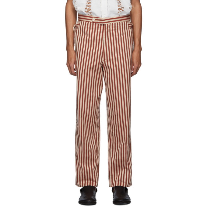 Photo: Bode Burgundy Broad Stripe Moire Trousers