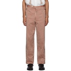 Bode Burgundy Broad Stripe Moire Trousers