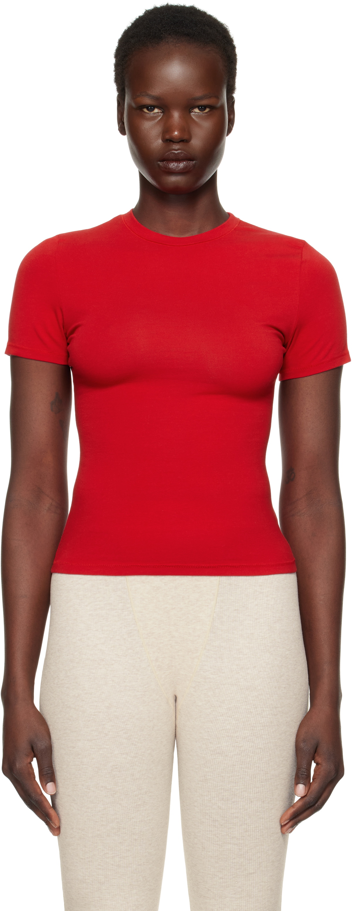 SKIMS Red Cotton Jersey T-shirt SKIMS