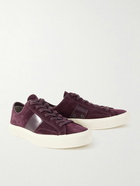 TOM FORD - Cambridge Leather-Trimmed Suede Sneakers - Burgundy