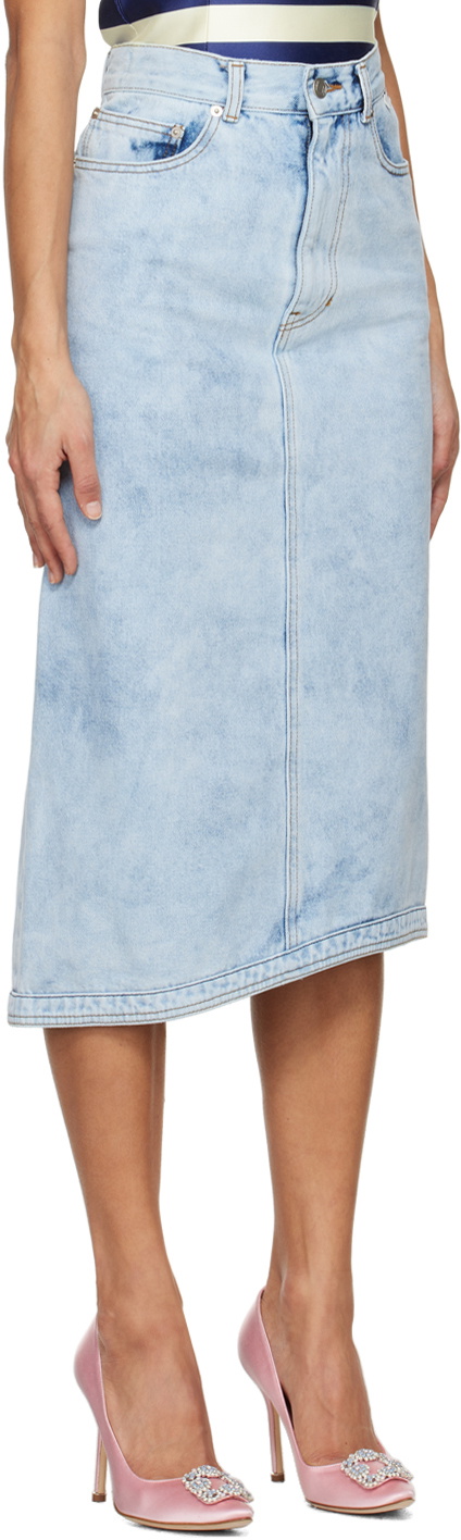 ☆DENIM REFORMED MIDI SKIRT/KIMHEKIM☆ KIMHĒKIM Blue Asymmetric Denim Midi Skirt KIMHĒKIM