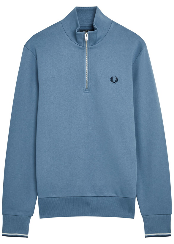 Photo: Fred Perry Half-zip Cotton Sweatshirt Blue
