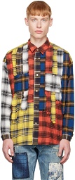 FDMTL Multicolor Plaid Obi-Strip Shirt
