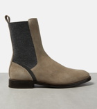 Brunello Cucinelli Embellished suede Chelsea boots