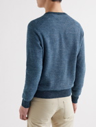 Canali - Slim-Fit Cotton and Linen-Blend Jacquard Sweater - Blue