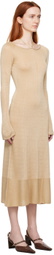 JUNEYEN Beige Open Back Midi Dress