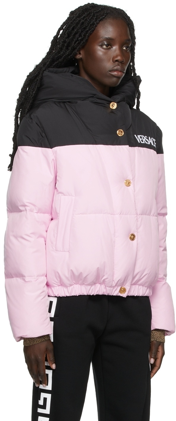 Versace, Jackets & Coats, Gianni Versace Womens Bomber Jacket Hooded  Monogram Letters Sz 36 Pink Dm