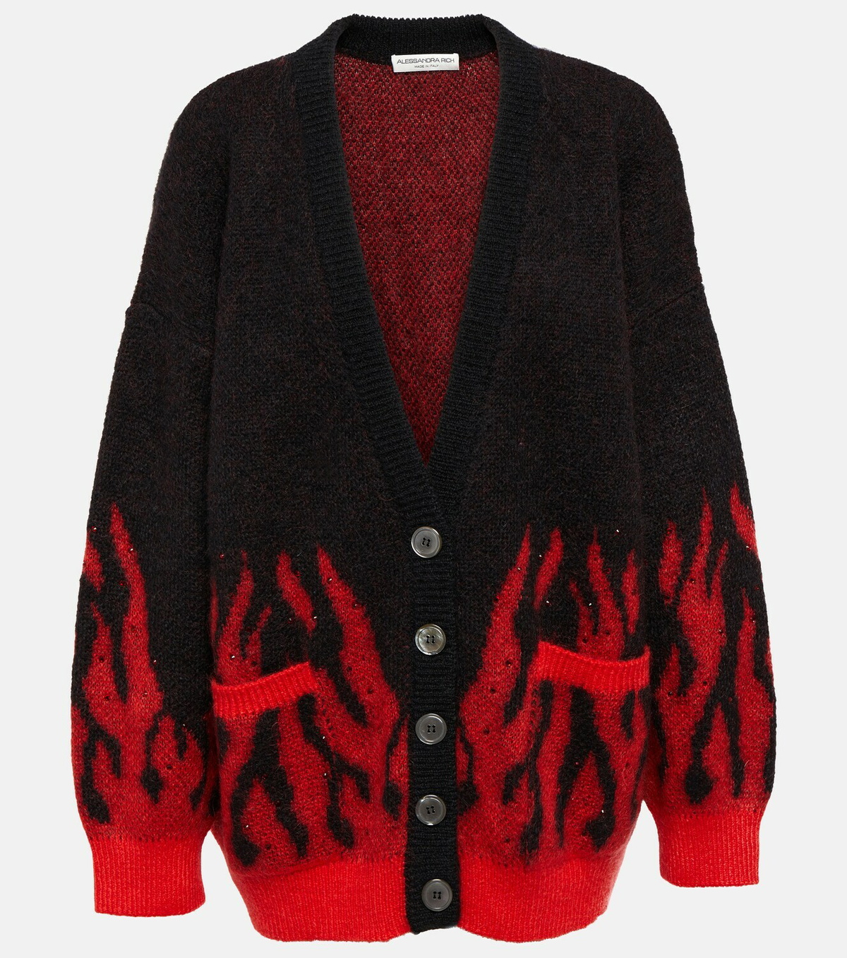 Alessandra Rich Embellished mohair blend jacquard cardigan