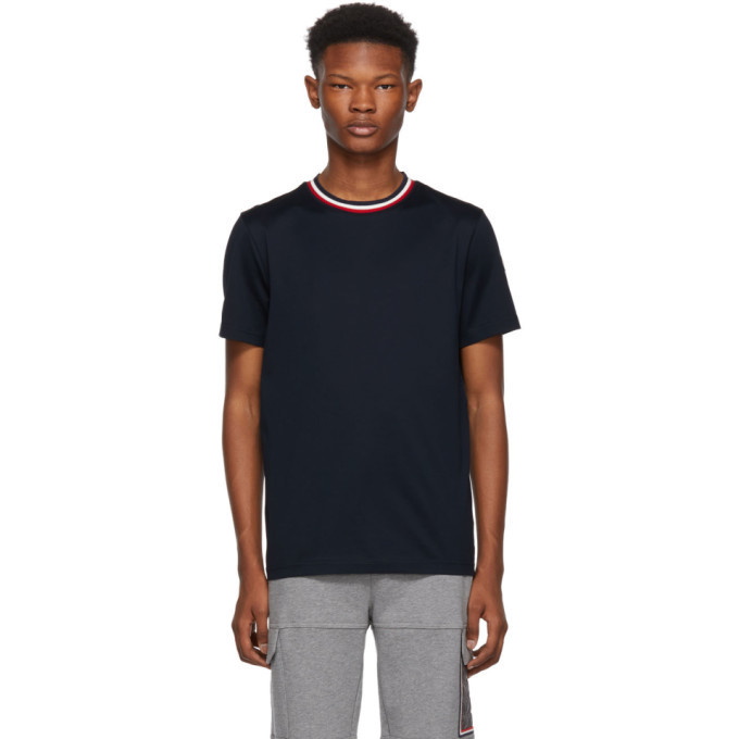 Photo: Moncler Navy Maglia Contrast Collar T-Shirt