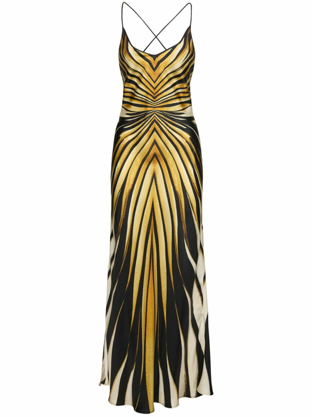Photo: ROBERTO CAVALLI Ray Of Gold Printed Silk Twill Dress
