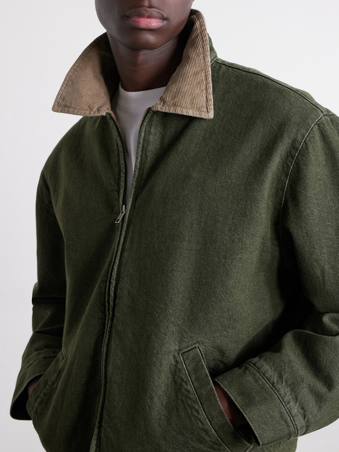 Aimé Leon Dore - Corduroy-Trimmed Denim Jacket - Green