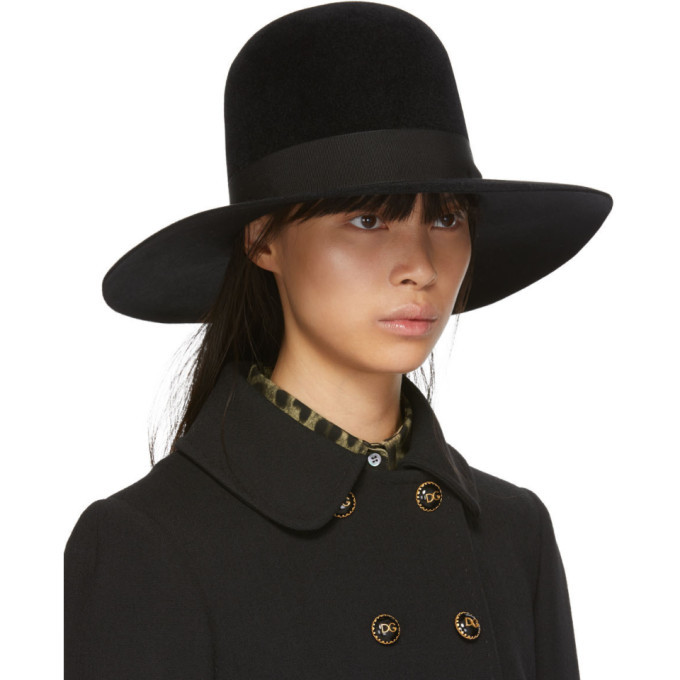 Dolce & Gabbana Black Rabbit Fedora Trilby Women Hat main image 0