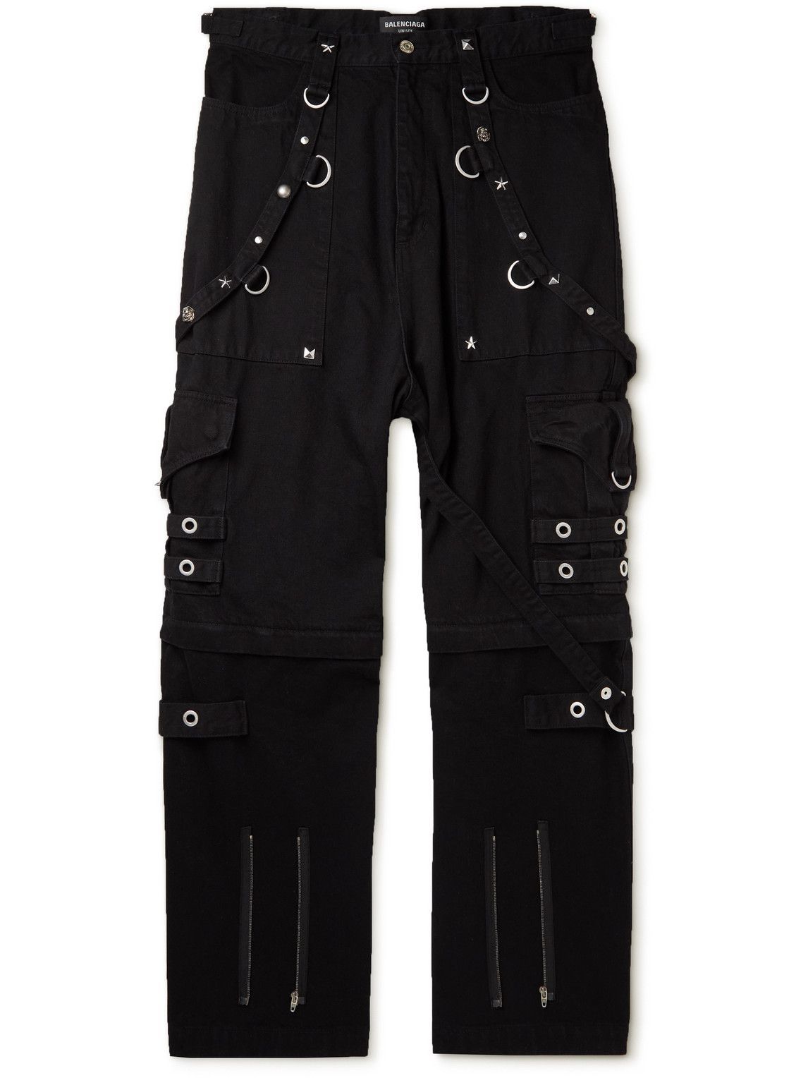 Balenciaga - Raver Wide-Leg Convertible Studded Jeans - Black Balenciaga