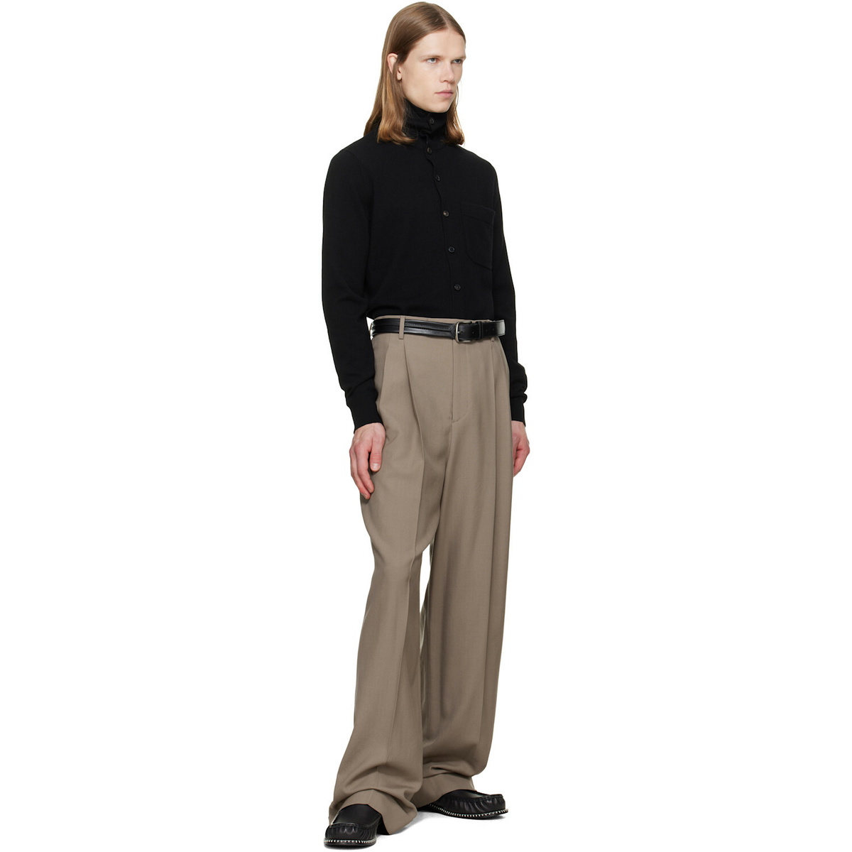 Dries Van Noten Black Collar Cashmere Cardigan