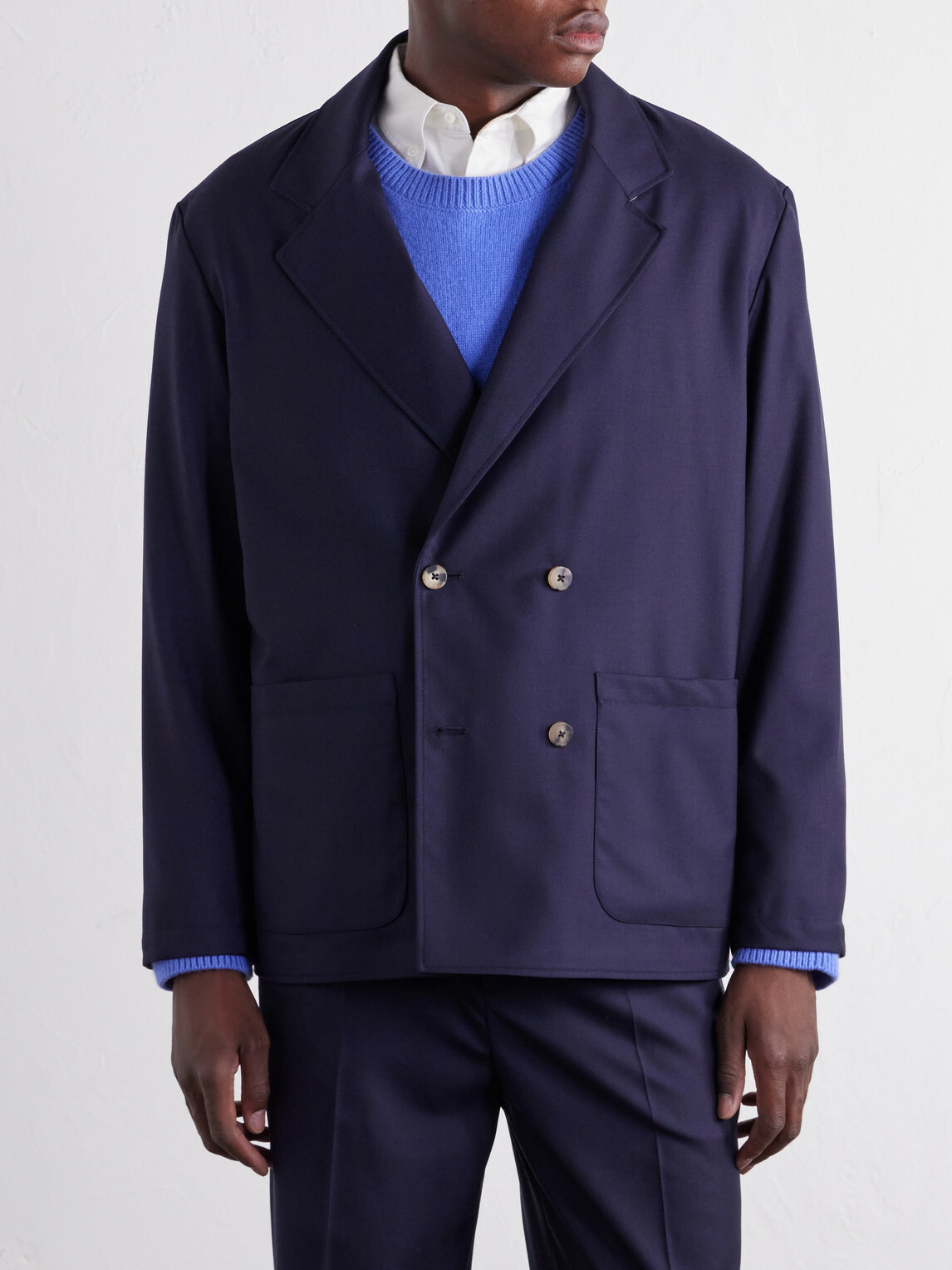 De Bonne Facture - Double-Breasted Virgin Wool-Twill Jacket - Blue