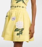 Agua by Agua Bendita Nori floral-appliqué linen miniskirt