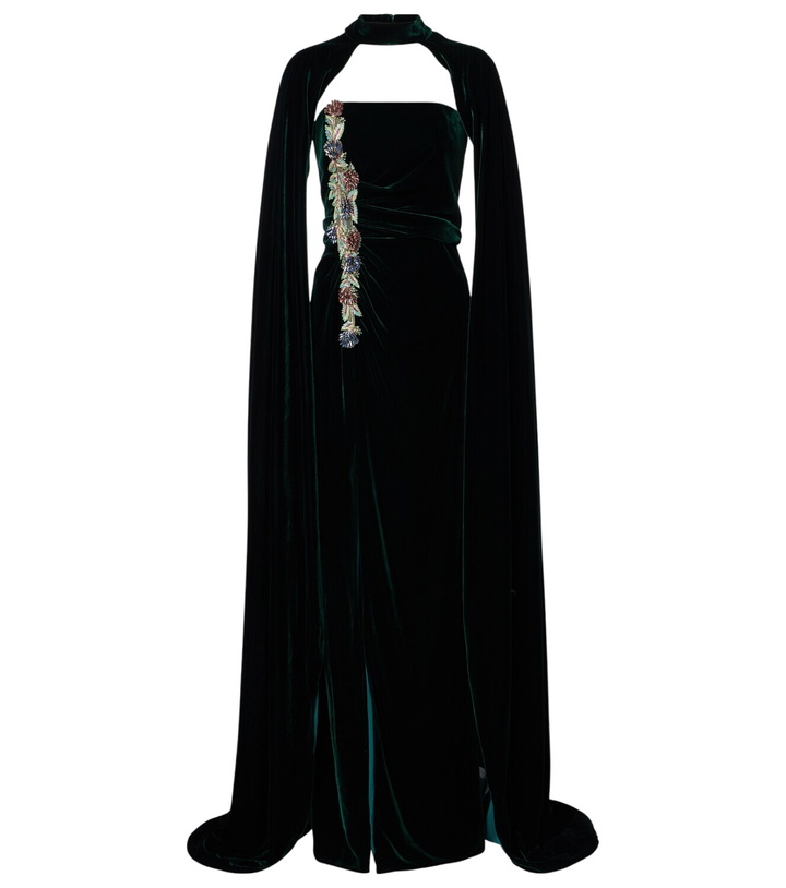 Photo: Costarellos Brisha caped embellished velvet gown