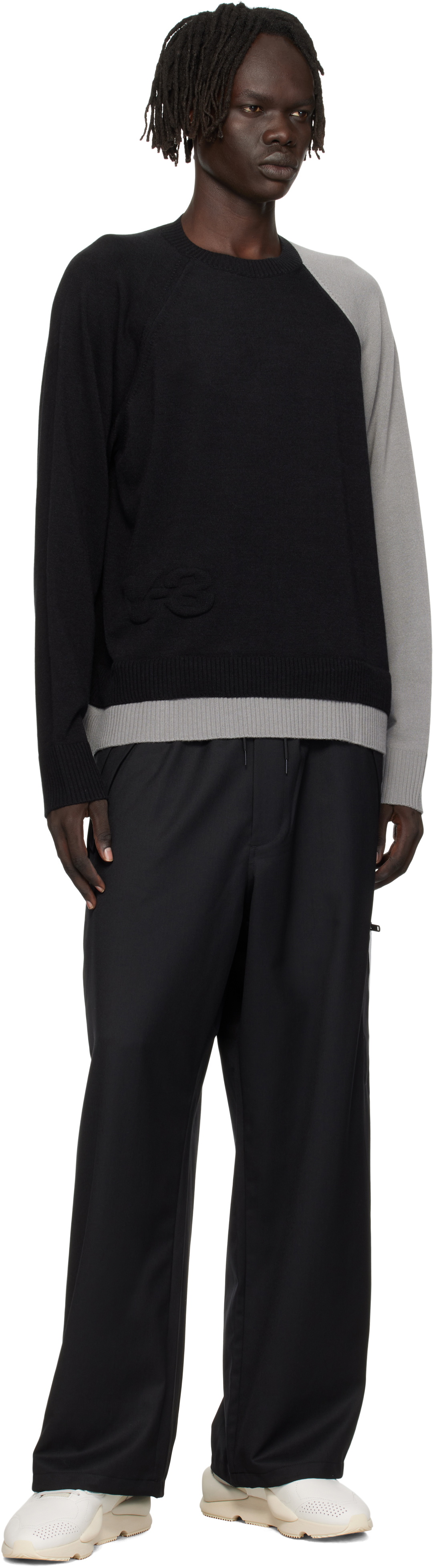 Y-3 Black & Gray Logo Knit Sweater