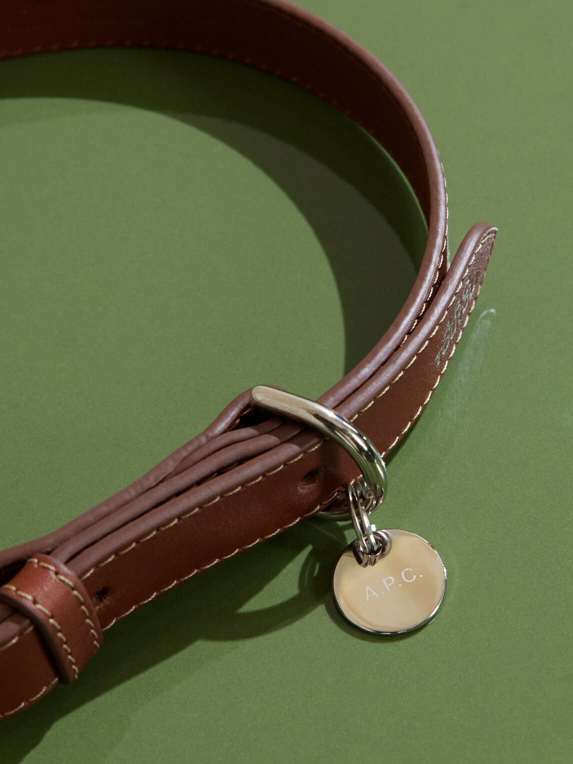 A.P.C. - Toutou Logo-Print Leather Dog Collar - Brown