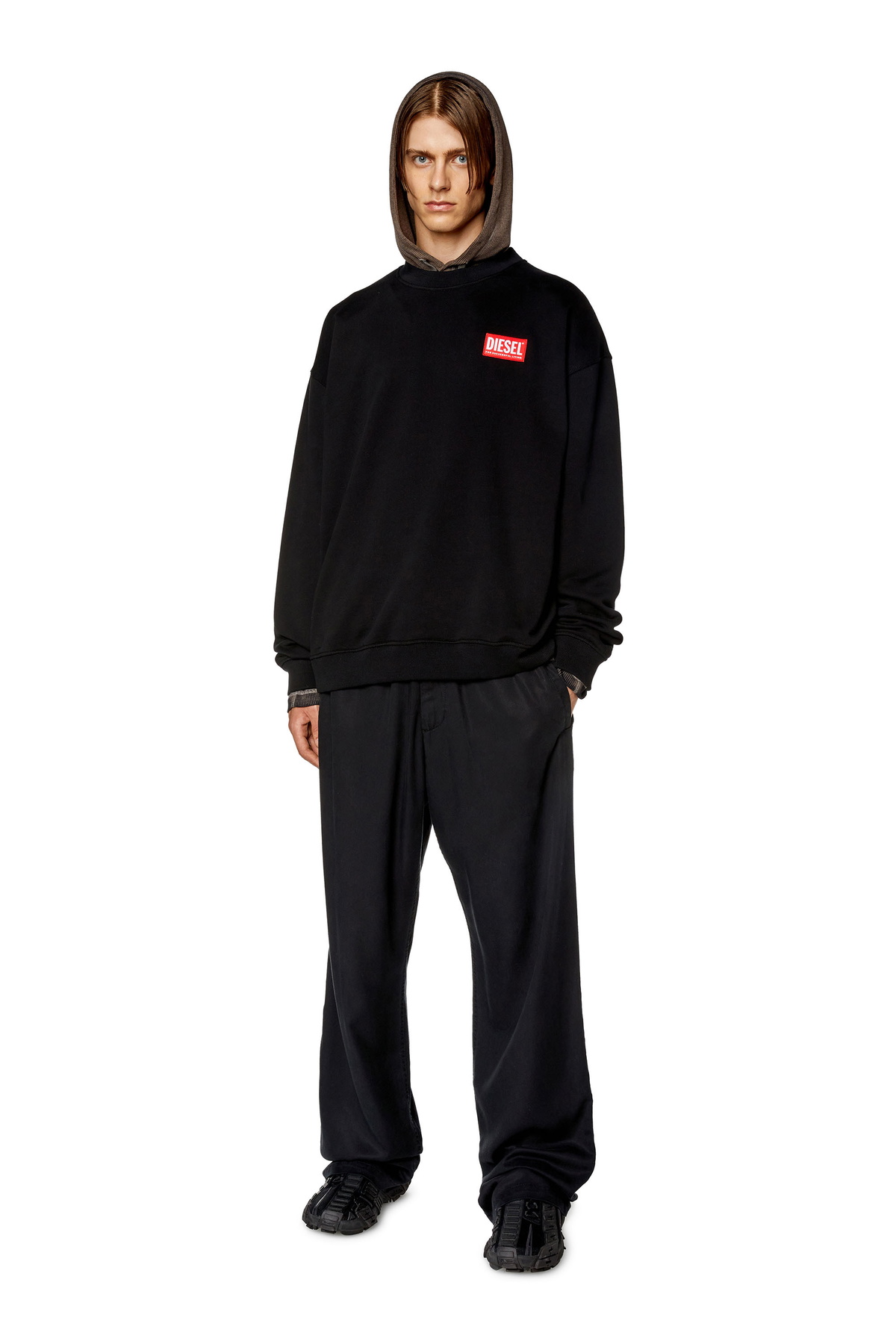 Diesel Oversized sweatshirt with logo patch - Sweaters Mens
