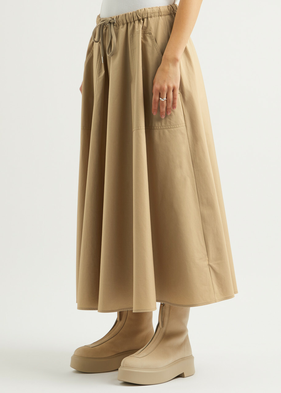関税込 MONCLER Gonna Cotton MIDI SKIRT Black Cotton Midi Skirt - Skirts for Women | Moncler US