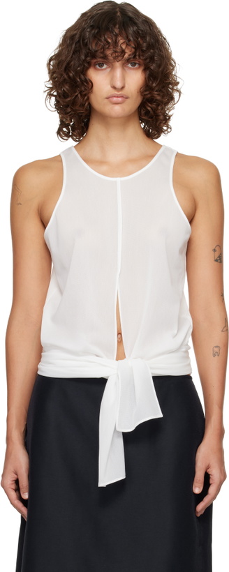 Photo: LE17SEPTEMBRE White Self-Tie Sleeveless Tank Top