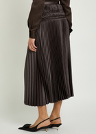Joseph Hayes Plissé Satin Midi Skirt Brown