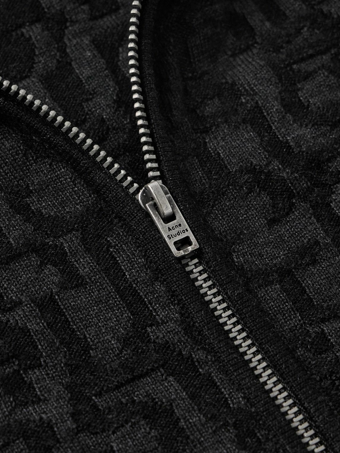 Acne Studios - Logo-Jacquard Wool Zip-Up Cardigan - Gray Acne Studios