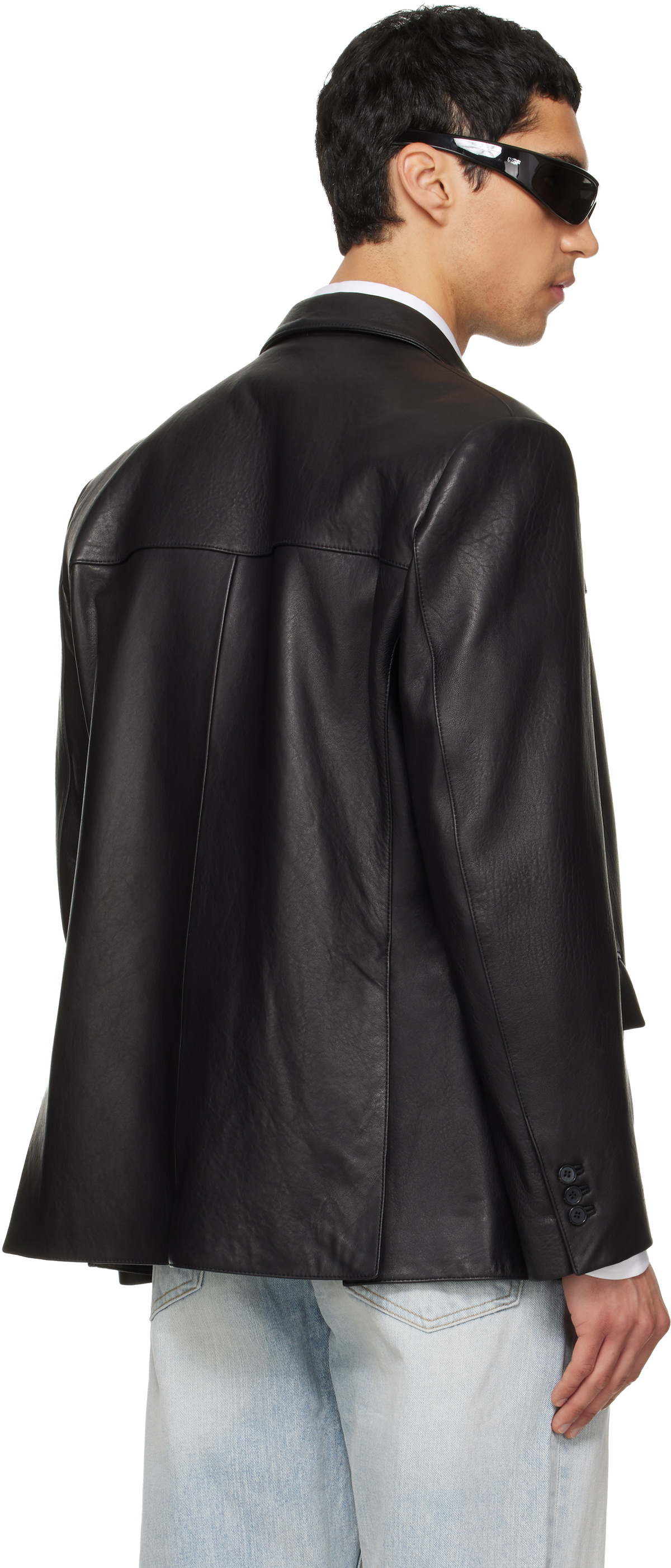 TONYWACK Black Vintage Lamb Leather Blazer