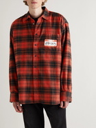 VETEMENTS - Logo-Print Checked Cotton-Flannel Shirt - Red