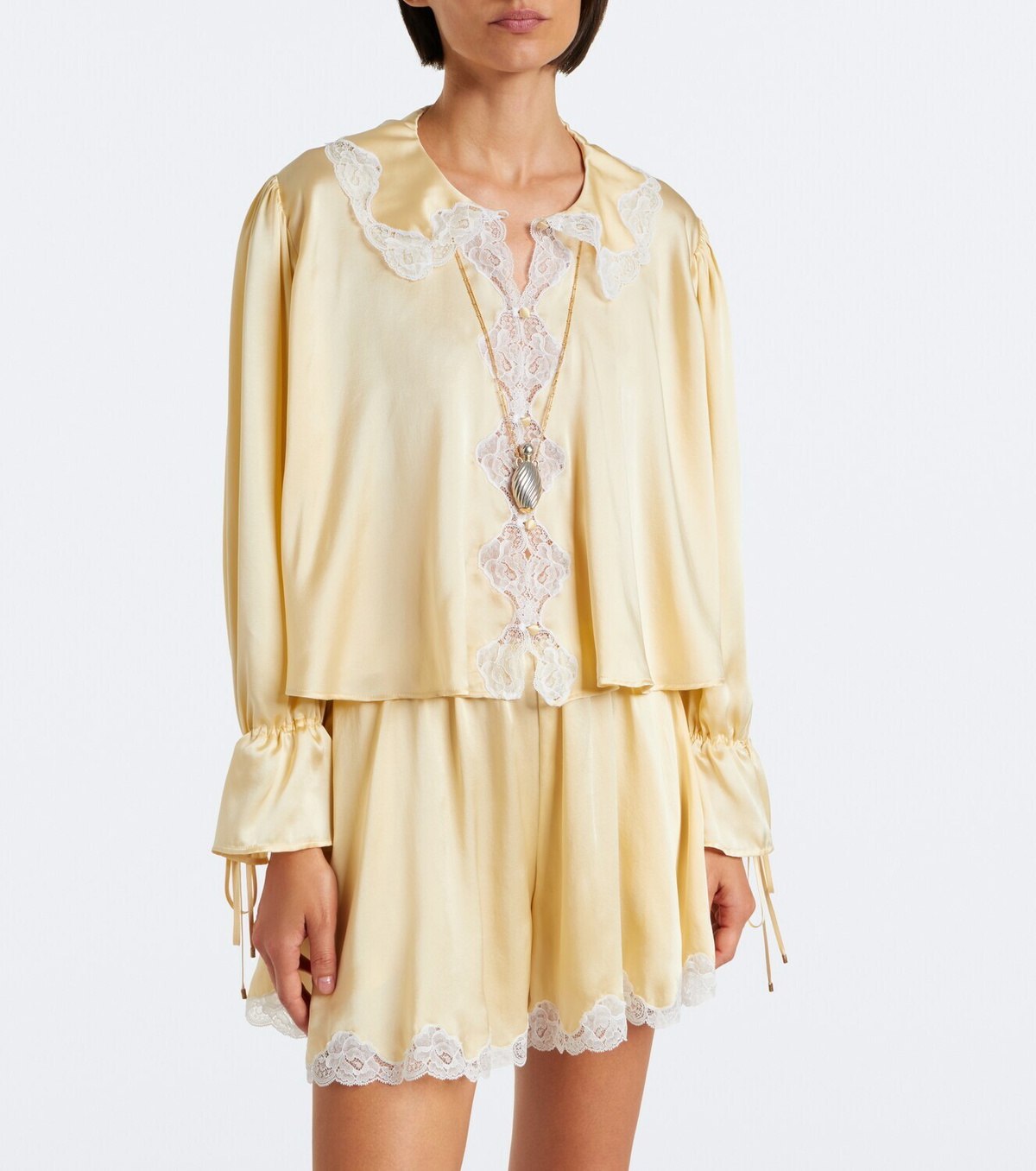 Chloé Lace-trimmed silk satin blouse