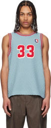 RICE NINE TEN Blue Knitting Basketball Tank Top