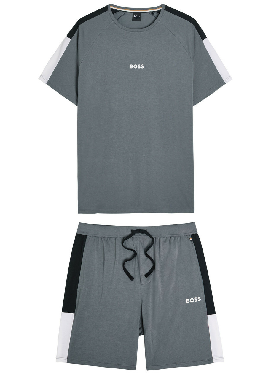 Boss Logo-print Cotton-blend Lounge set Grey