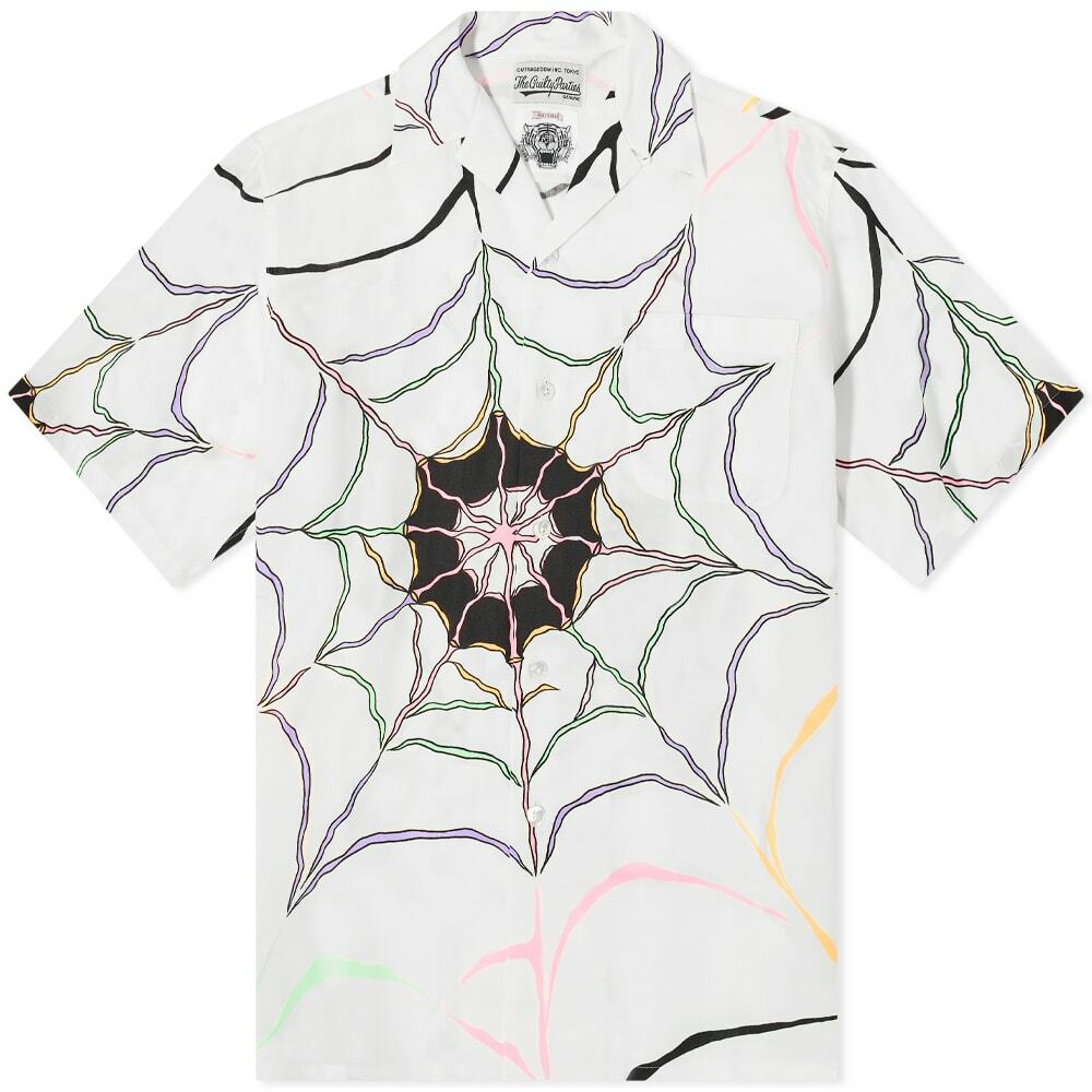 Wacko Maria Men's Wolf Head Hawaiian Shirt in White Wacko Maria
