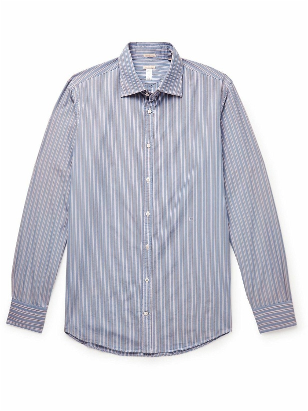 Photo: Massimo Alba - Genova Striped Cotton-Poplin Shirt - Blue