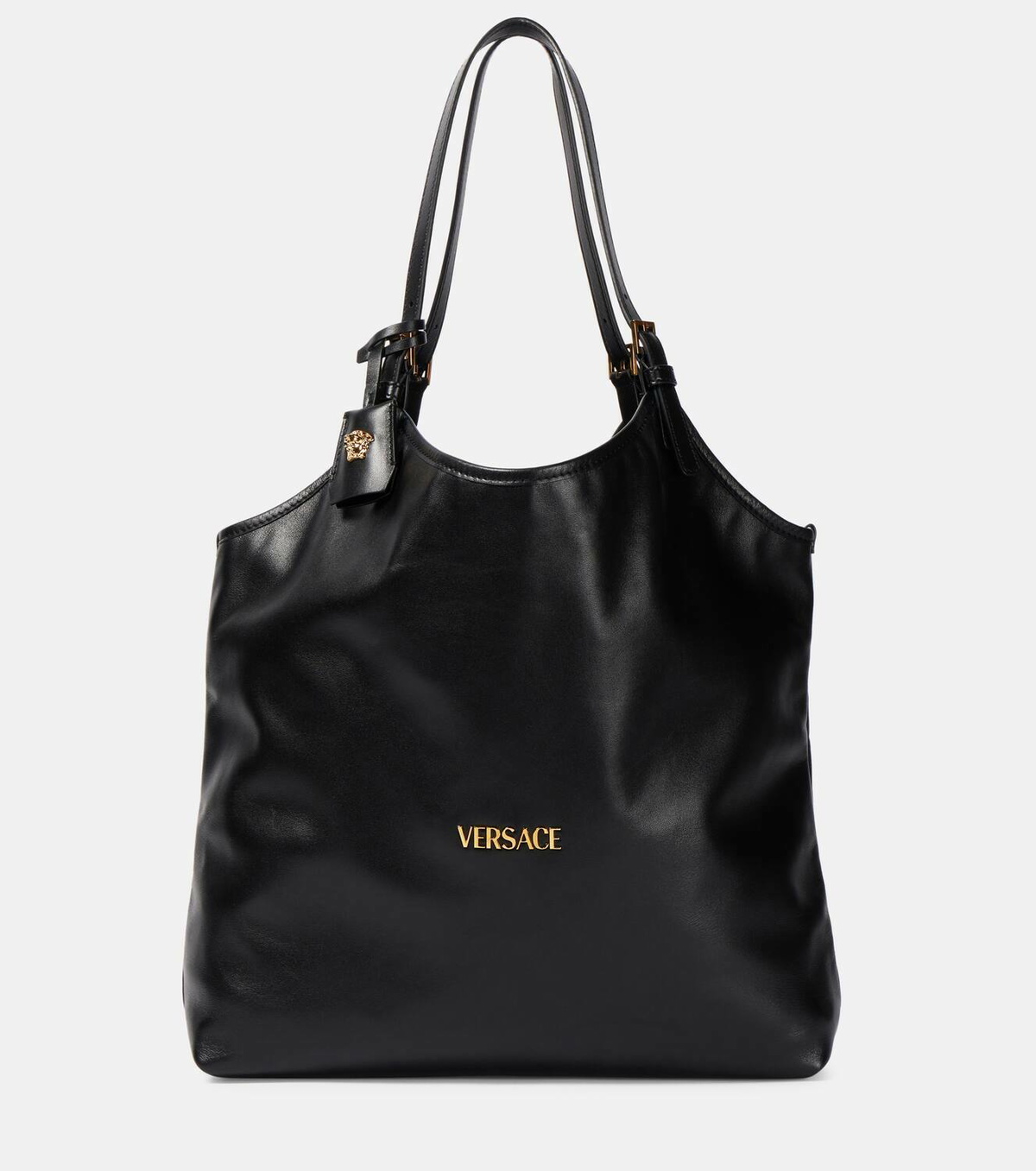 【Versace】Tag ラージレザートートバッグ Versace Tag Large leather tote bag Versace