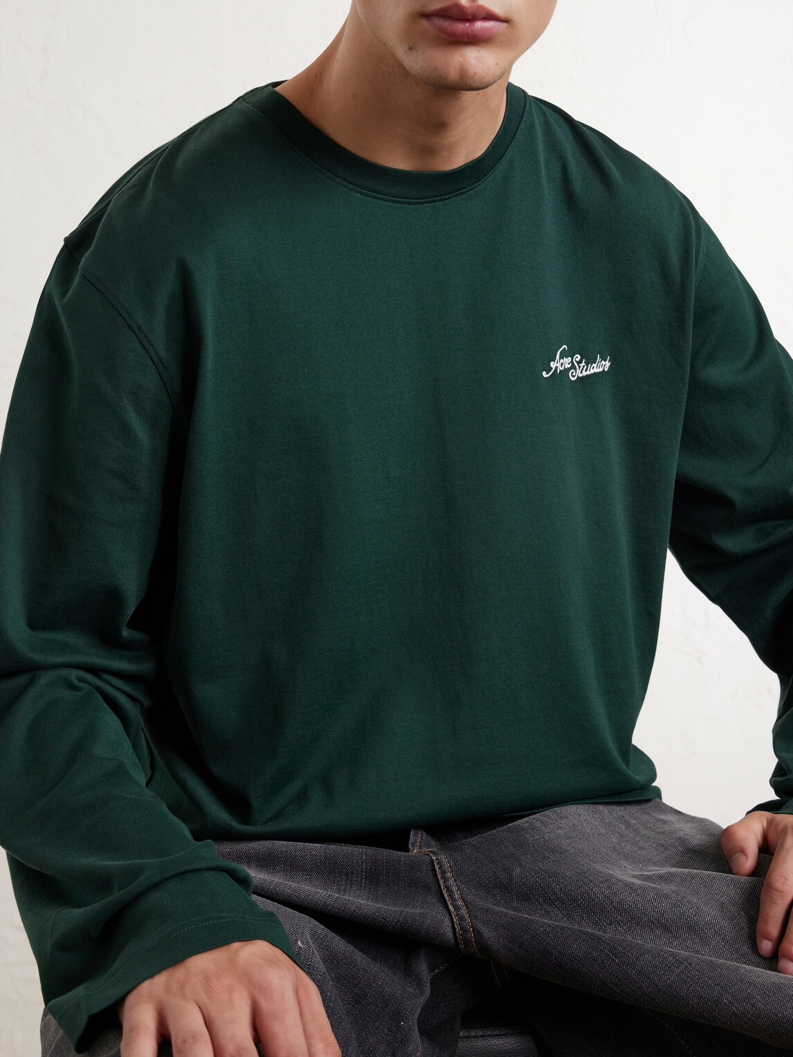 Acne Studios - Logo-Embroidered Cotton-Jersey T-Shirt - Green