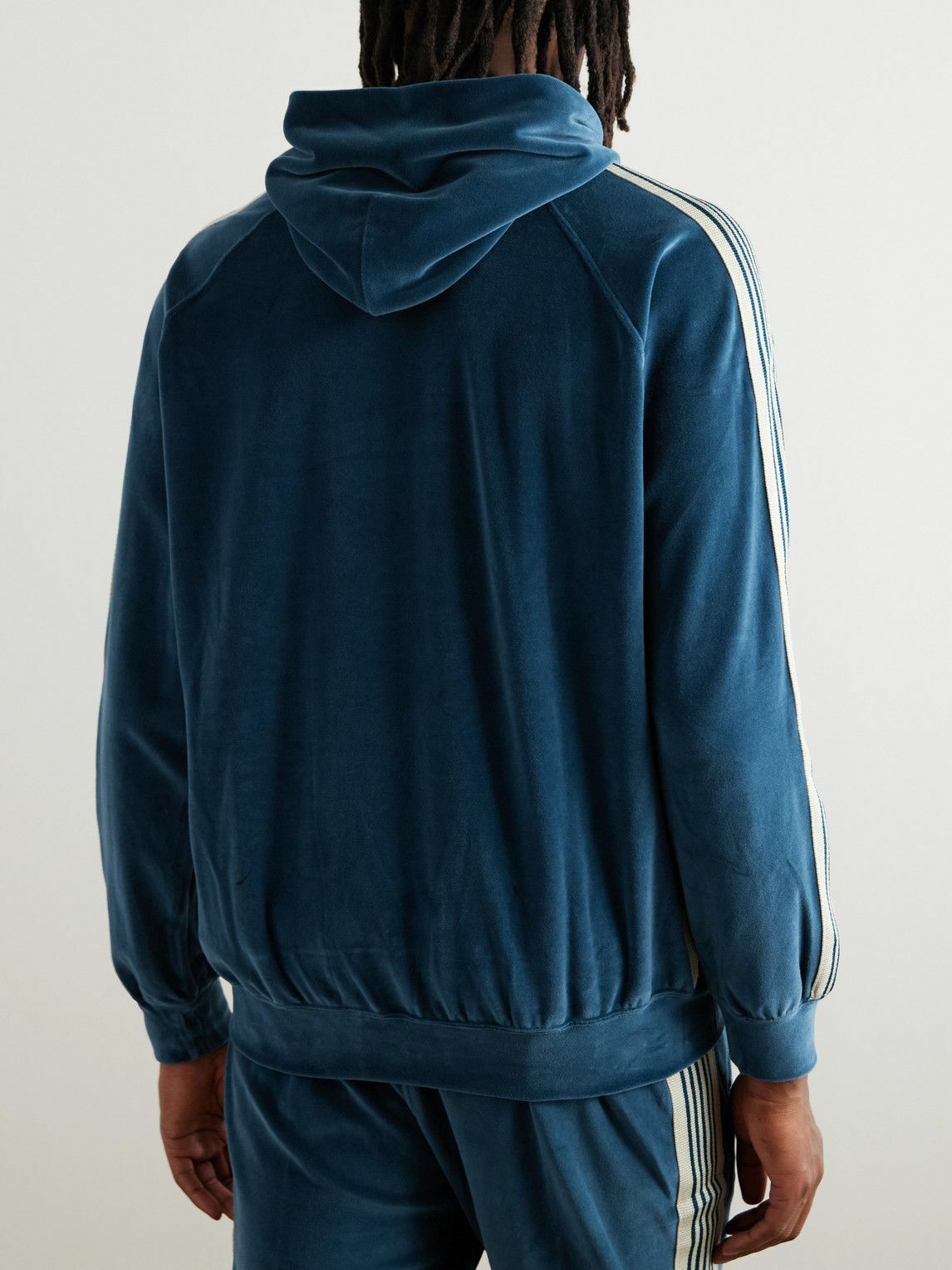Needles - Webbing-Trimmed Logo-Embroidered Cotton-Blend Velour