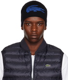 Lacoste Black & Blue Contrast Crocodile Reversible Beanie