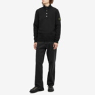 Stone Island Men's Lambswool Quarter Button Knit in Black