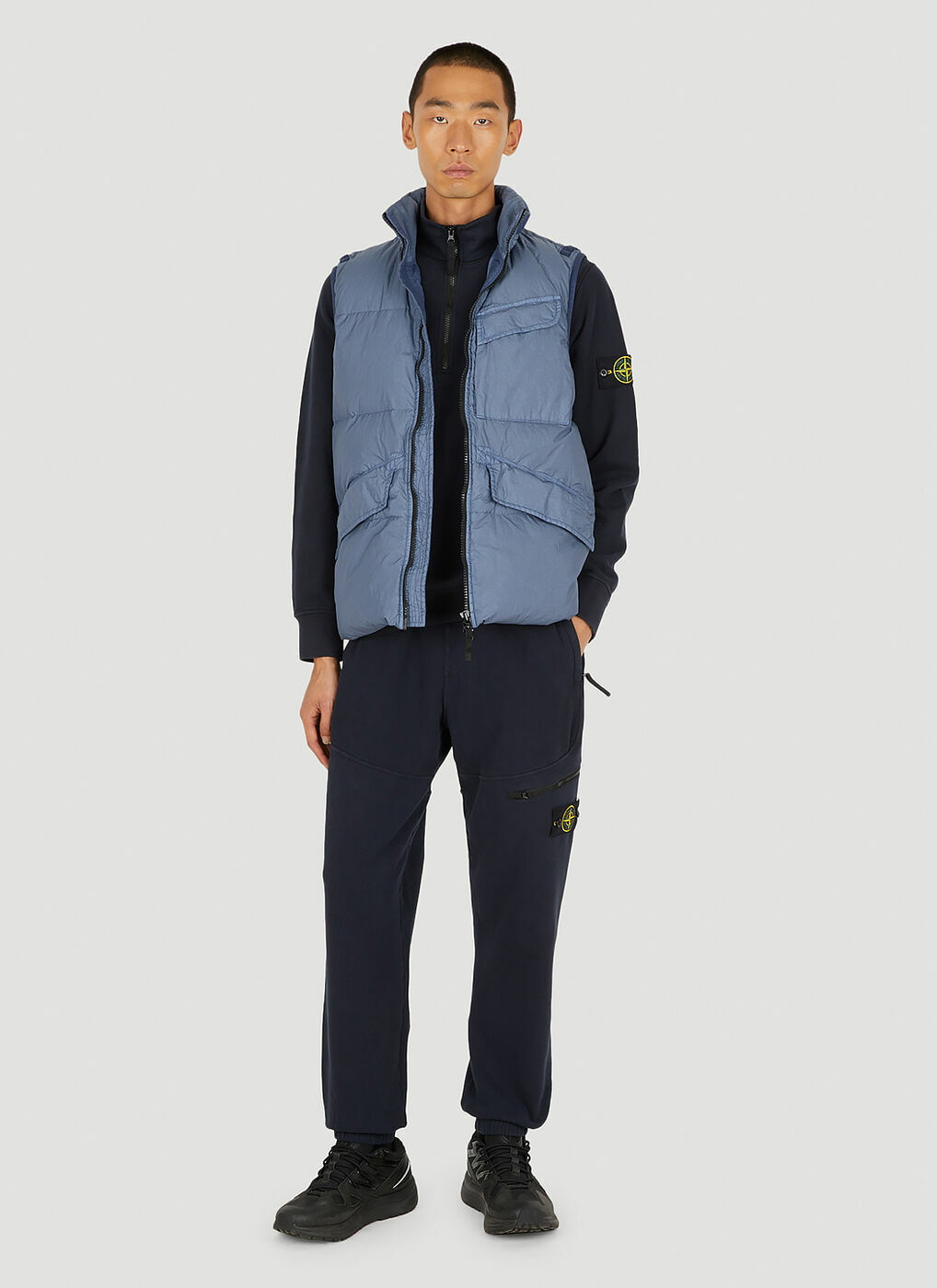 Stone Island Compass-patch padded jacket - Blue