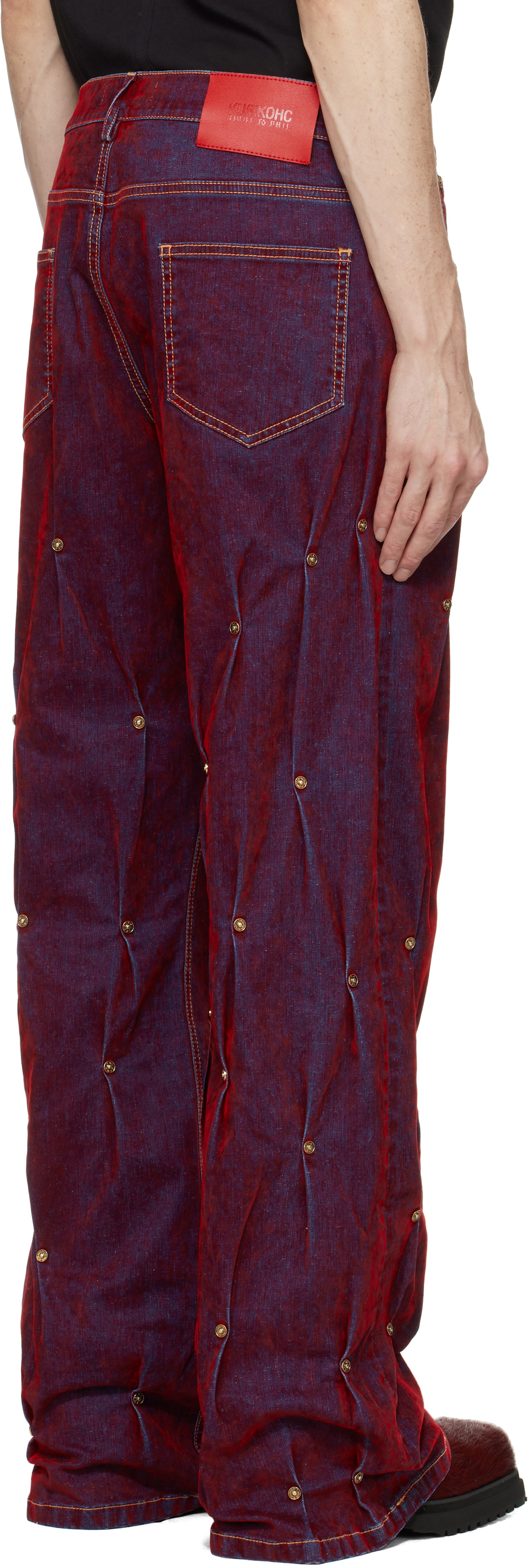 KUSIKOHC Red Velvet Multi Rivet Jeans