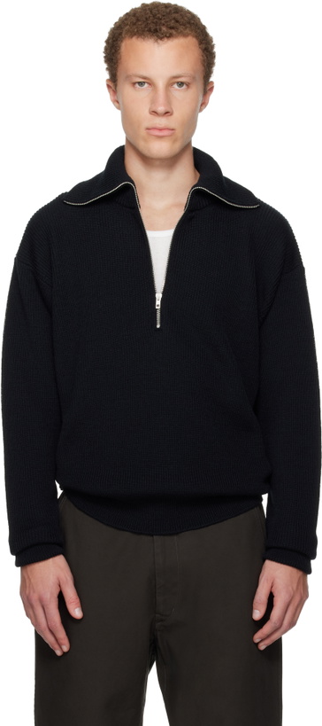 Photo: LEMAIRE Black Half Zip Sweater