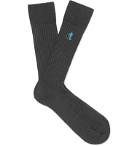 London Sock Co. - The Simply Sartorial 15-Pack Ribbed Stretch Cotton-Blend Socks - Gray