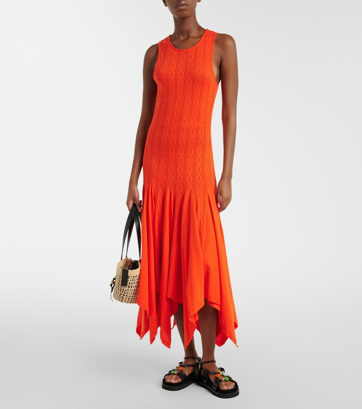 Loewe Paula's Ibiza pointelle cotton jersey maxi dress