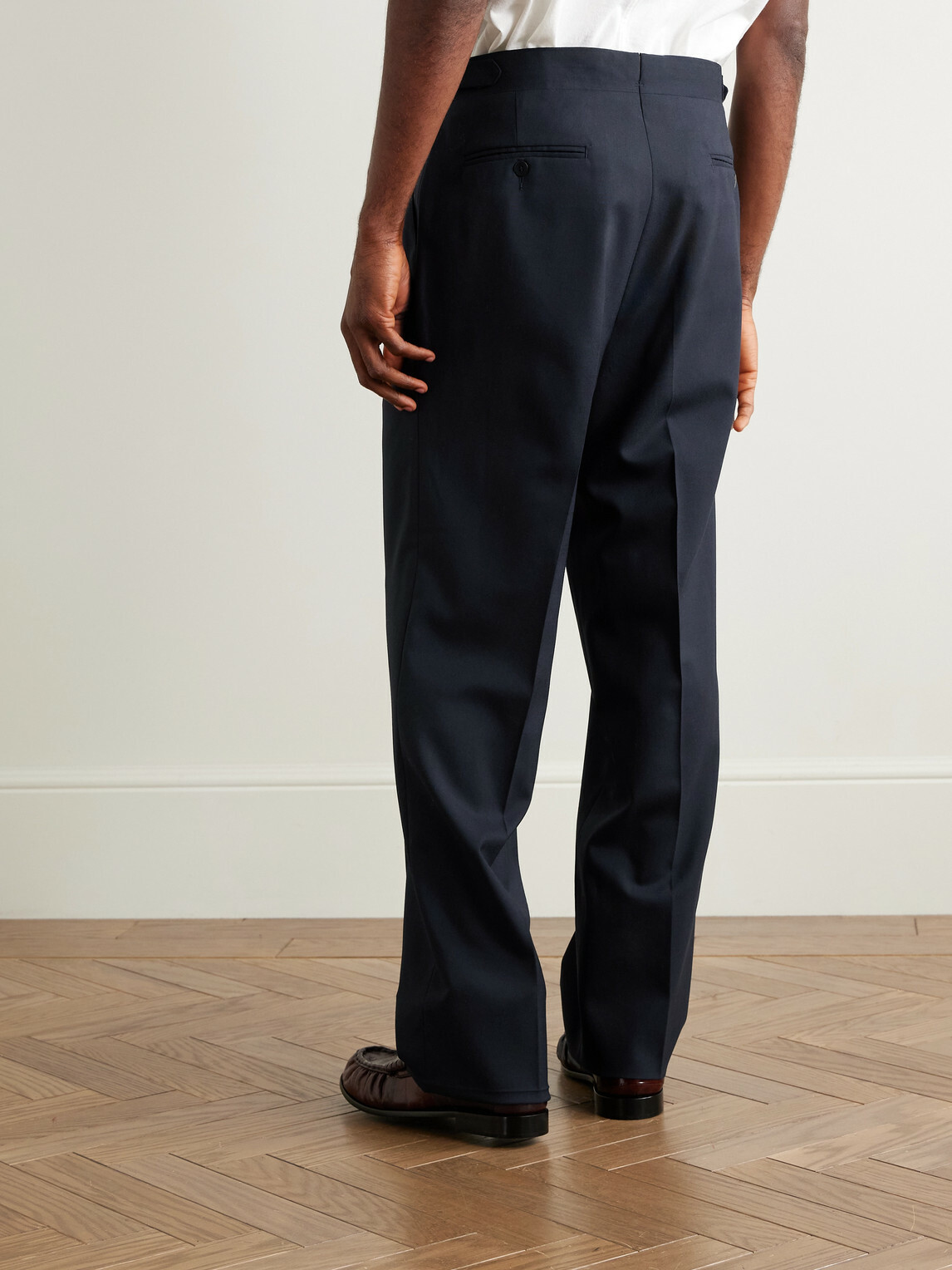 Stòffa - Straight-Leg Pleated Wool Trousers - Blue