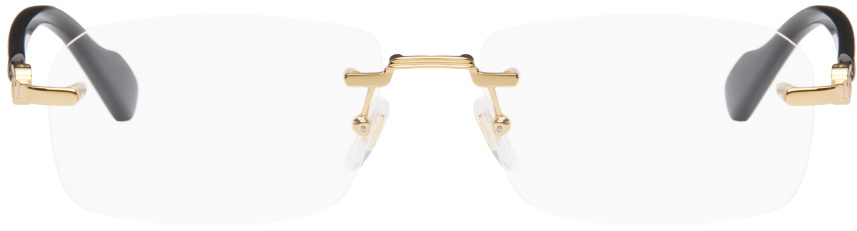 Gucci Gold & Black Rimless Glasses